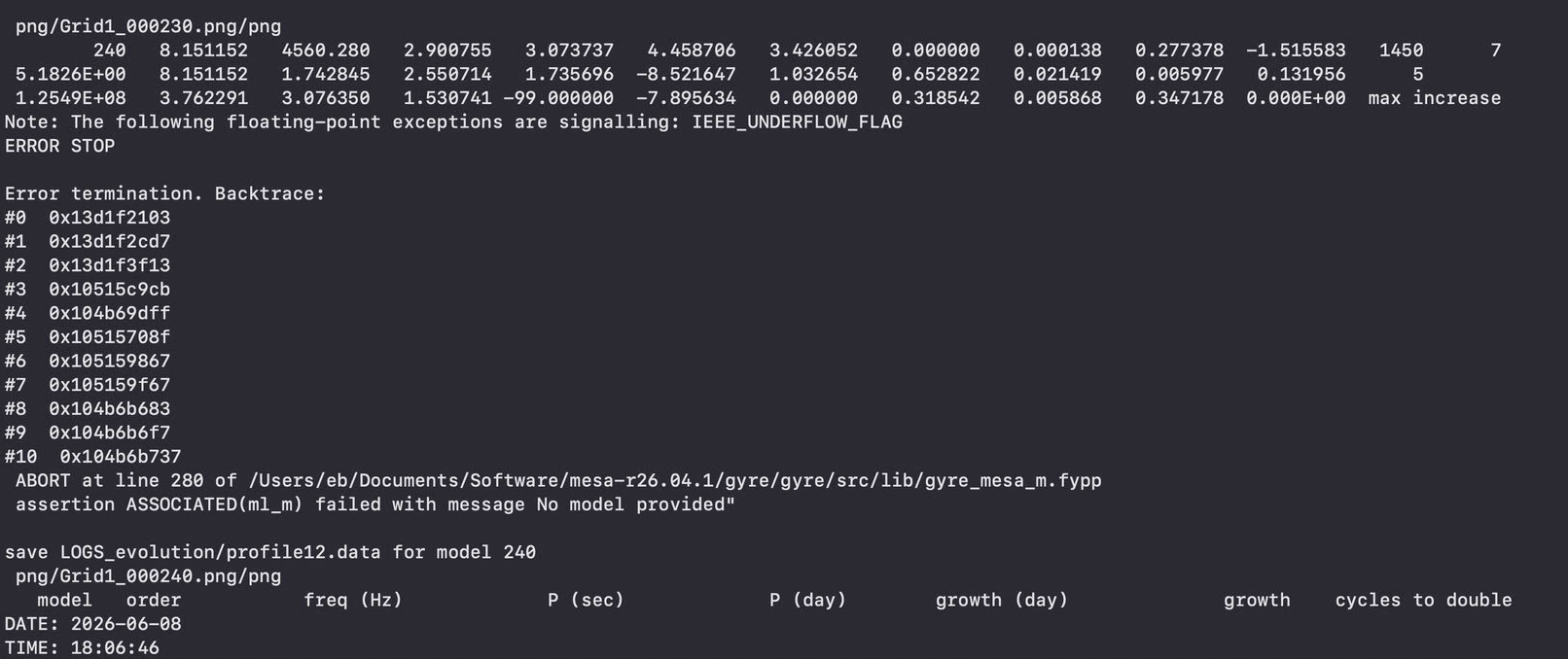 MESA GYRE crash output